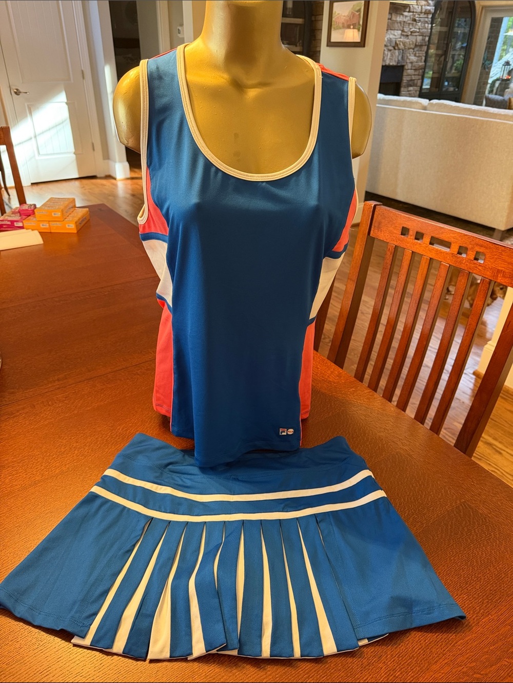 Fila Blue, White & Coral Tennis Athletic Skirt Set